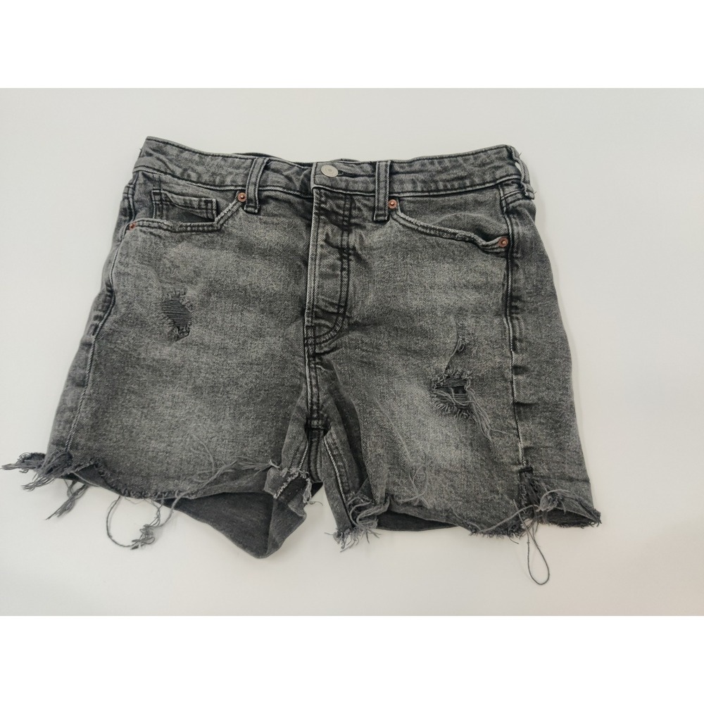 Old Navy High Rise O G Straight Denim Shorts Distressed Grey Womens Size 8